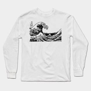 Tsunami | The Great Wave Off Kanagawa | Katsushika Hokusai | Line art Long Sleeve T-Shirt